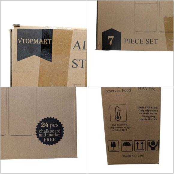 Airtight Food Storage Containers Set of 7 Clear White BPA Free Plastic Storage - Picture 10 of 12